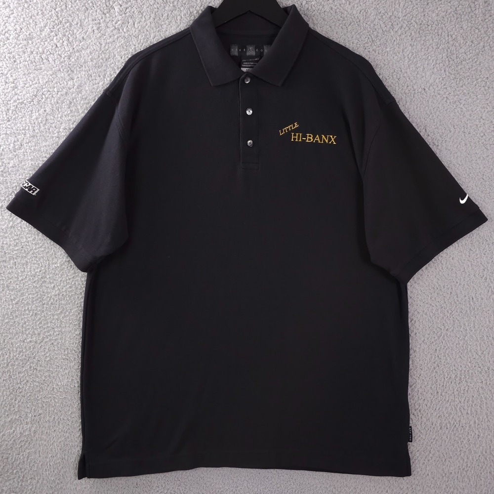 Vintage Nike Golf Polo Shirt Mens Large Black Nascar Little Hi-Banx Yacht France